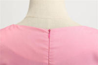 Women summer vintage with belt short sleeve v neck elegant retro swing party dresses - details 5