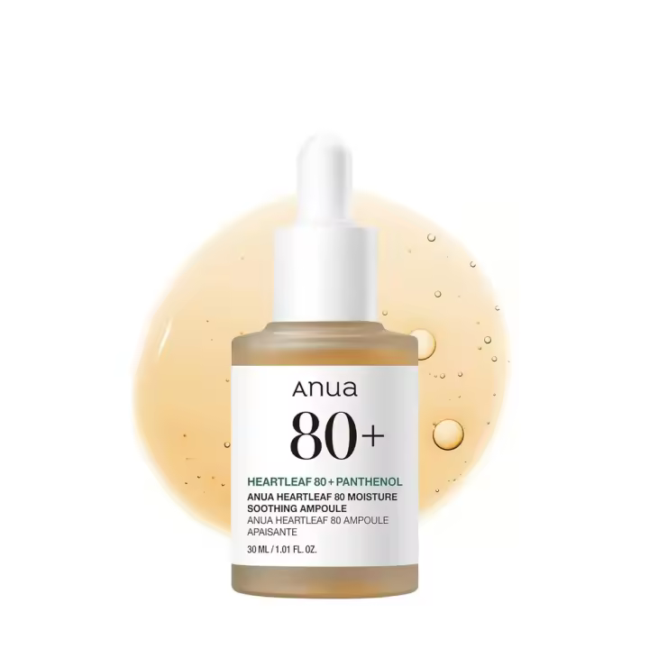 Anua Heartleaf 80 Ampolla calmante, suero facial hidratante para piel de vidrio, pantenol, ácido hialurónico, no graso, suave - 1