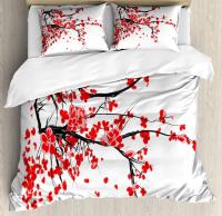 Juego de Ropa de Cama con Diseño de Cerezo Japónesako Sakura en Tamaño King/Queen Floral Primaveral Vintage para Mujeres y Niñas - details 8