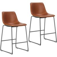 Mostrador, Taburetes Altos de Cocina Modernos, Sillas Altas con Respaldo de Cuero y Reposapiés - details 0
