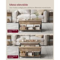 Mesa de Central con Tablero Elevable Estilo Rústico Marrón y Negro Ideal para Dormitorio con Espacio Abierto y Oculto Forma de X - details 19