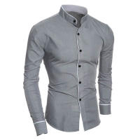 Camisa De Manga Larga Para Hombre Estilo Coreano Slim Fit Color Sólido Casual Primavera Y Otoño Cierre Único Poliéster - details 3