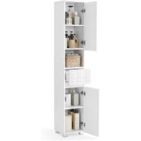 Mueble de Baño Armario de Almacenamiento con Cajón Estantería Regulable Blanco 30 x 30 x 170 cm - details 0