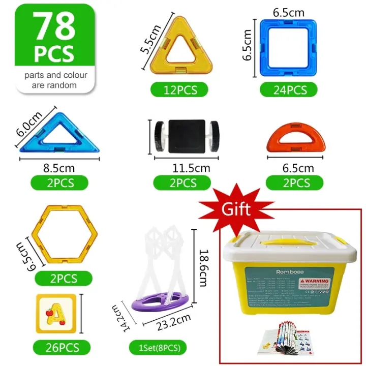 78pcs Bloques magnéticos de gran tamaño para niños juego de construcción de diseñador juguetes para niños bloques de construcción magnéticos - 1