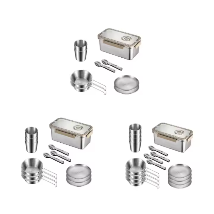 Kit de vajilla para acampar, platos, tazones, tazas, suministros, vajilla de cocina versátil, utensilio para actividades al aire libre - 1