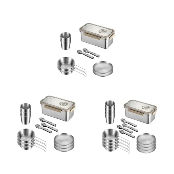 Kit de vajilla para acampar, platos, tazones, tazas, suministros, vajilla de cocina versátil, utensilio para actividades al aire libre - 1