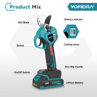 YOFIDRA Tijeras de podar eléctricas sin escobillas de 38 mm, 2 velocidades, inalámbricas, para árboles frutales, bonsáis, tijeras eléctricas para batería de 21 V y 18 V - details 2