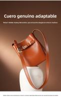 Bolso de hombro vintage de cuero genuino para mujeres, bolso tipo cubo de alta gama, bolso cruzado de piel de vaca de capa superior, bolso cruzado para mujeres - details 0