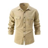 Camisa de Manga Larga para Hombres en Otoño Cómoda y Casual Figura de Cuadros de Tres Dimensiones - details 2