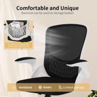 Silla de Oficina, Silla de Oficina Ergonómica con Brazos Abatibles 90 ° , Soporte Lumbar de Diseño Exclusivo, Tapicería de Malla Transpirable, Silla de Escritorio Giratoria 360 ° , Blanco - details 2