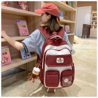 Nueva y bonita versión coreana de la mochila del campus ins para estudiantes femeninas de primaria y secundaria de gran capacidad, mochila ancha con correa para el hombro fuerte y duradera. - details 32
