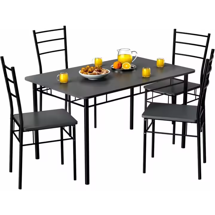 Comedor con 4 Sillas Set 5 Pzs. Completo Madera Muebles Cocina Leo 110x68cm Tipo Industrial - 1