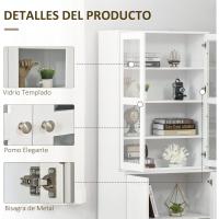 Libros 4 Puertas Estantes Ajustables Estilo Morno Oficina Dormitorio 76x40x1785 cm Blanco - details 5