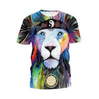 Nueva camiseta 3D de manga corta para hombre, camiseta de león con estampado digital, jersey deportivo de manga corta. - details 1