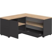 mesa de TV esquinera, blanco y roble natural, 90x90x45 cm - details 12