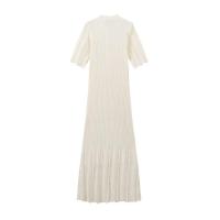 BUNO-Vestido midi de punto elegante con una hilera de botones, vestidos de retazos, bata de verano para mujer, batas negras y beige para la noche - details 3