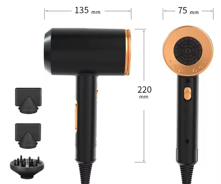 Secador de Pelo de Iónico Profesional potente, 2000W, 30 millones de iones negativos para Secado Rápido, 3 Velocidades - 1
