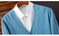 Cardigan de Punto para Hombres Vestido Suelto de Una Botónada con Cuello en V Color Sólido - details 25