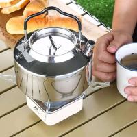 Tetera portátil de acero inoxidable para acampar al aire libre, cafetera, hervidor de 1,2 litros, villa para picnic y senderismo - details 1