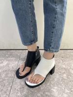 Tacones altos con corte grueso, bordados, cosidos, puntiagudos y con tobillo de vaquera, botas cortas en rojo marrón negro US5-11 - details 0