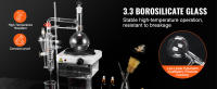 SucceBuy Kit de destilación de aceites esenciales, aparato de 500 ml, cristalería 3.3 Boro con placa calefactora de 1000 W, junta 24/40, juego de laboratorio de 33 piezas - details 1