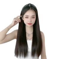 Extensión de cabello sintético negro con Clip, accesorios para cabello marrón, peluca con diadema larga y recta, peluca resistente al calor, media peluca con diadema - details 5
