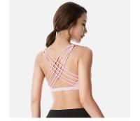 Sujetador deportivo para mujer, Push Up, sin aros, acolchado, entrecruzado, con tiras, para correr, entrenamiento de gimnasia, entrenamiento, ropa interior de Yoga, Tops cortos - details 13