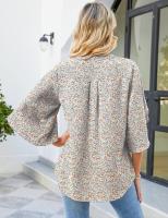 Elegante Blusa de Verano con Estampado Cuello en V para Mujeres Camisa Chic de Moda Joven - details 15