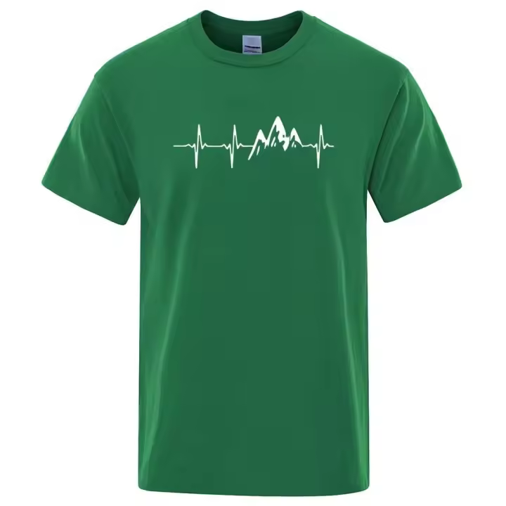 Camiseta de verano para hombre con electrocardiograma estilo urbano manga corta moda Haruku - 1