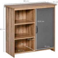Mueble Auxiliar de Metal con Puerta 3 Estantes Abiertos y Armario con Puerta y Balda Ajustable para Sala de Estar Cocina Madera Natural - details 2