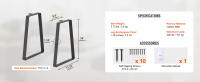 SucceBuy Patas de mesa trapezoidales de acero de 406,4 mm, juego de 2 para mesas de centro, escritorios modernos, bancos, mesitas de noche, carga máxima resistente de 181,4 kg, instalación rápida, negro - details 6