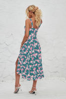 Vestido midi de satén con tirantes finos para mujer, abertura frontal, hueco - details 25