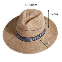 Sombrero de paja para hombre de mediana edad, gorra de cubo, estilo bohemio, Color sólido, Panamá - details 5