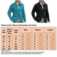Cárdigan de punto grueso para hombre, suéter de lana, chaqueta de punto con cuello levantado de manga larga ajustada de color sólido para otoño e invierno - details 0