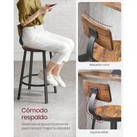 Taburetes de Bar Altos con Resalón Juego de 2, Acero, Montaje Fácil, Industrial, Marrón Rústico y Negro LBC026B01V1 - details 21