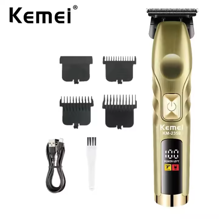 Kemei-cortadora de pelo profesional inalámbrica para hombre, cortadora de pelo con cuchilla en T de alto Torque y cero huecos, acabado cerrado de peluquero - 1
