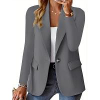 Moda Otoño Cárdigan Blazer de Manga Larga de Color Sólido para Mujeres - details 4