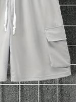 Tela transpirable] Conjunto de ropa deportiva beige para hombre: camiseta de poliéster con cuello redondo y pantalones cortos con cordón, lavable a máquina, comodidad de verano - details 35