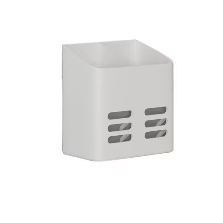 Estante de plástico para pasta de dientes, soporte para pasta de dientes montado en la pared, color blanco/gris, contenedor de almacenamiento de peine de gran capacidad sin perforar - 1