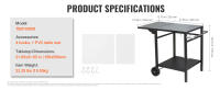 SucceBuy Carro de comedor para parrilla al aire libre, mesa de preparación para barbacoa de 2 estantes, tapa de hierro plegable, carro modular portátil para horno de pizza, mesa de trabajo con ruedas y asa de transporte - details 5