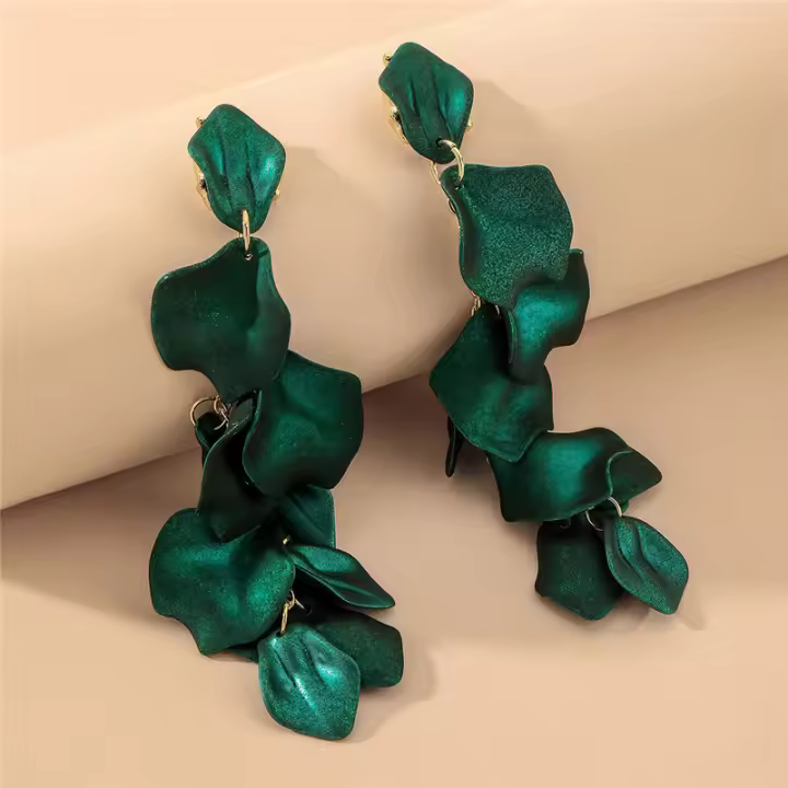 Pétalos de rosa largo borla pendientes moda elegante influencer temperamento alto sentido ambiental Pendientes mujer - 1