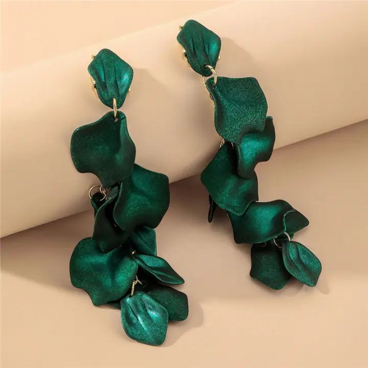 Pétalos de rosa largo borla pendientes moda elegante influencer temperamento alto sentido ambiental Pendientes mujer - 1