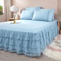 Funda, Sábana de falda tamaño Queen/King, Faldas lisas de color sólido para cama Dou - details 2