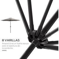Parasol de Jardín con Manivela Ø295x250 cm Inclinable y Desmontable de Metal para Balcón, Piscina, Patio - details 5