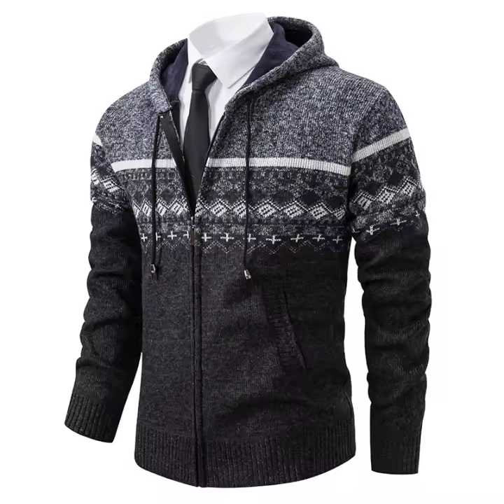 Cálidas chaquetas de otoño invierno para hombre, cárdigans de punto con capucha y chaquetas de algodón polar - 1
