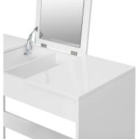 Juego Tocador de Maquillaje Plegable con Espejo y Taburete Mesa de Maquillaje de Madera de Alto Brillo 100x45x76cm Escritorio Tocador Moderno para Dormitorio - details 4