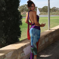 BUNO-Conjunto de 2 piezas de retazos de malla de gato extraño para mujer, Tops cortos con cuello Halter y faldas coloridas, trajes de fiesta en la playa a la moda para vacaciones - details 6