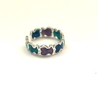 anillo usable plata de ley oso esmaltado en tonos verdeazules-40ycuatrojoyeria - details 1