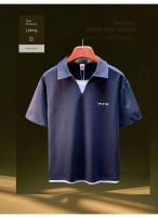 Novedad de verano de 2021: polo falso de dos piezas, camisa fina holgada de manga corta con cuello en V para hombre y cuello plegable - details 1