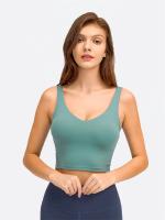 Camiseta sin mangas con estante incorporado, sujetador corto con relleno extraíble, sujetador deportivo tipo palangre para yoga y gimnasio - details 6